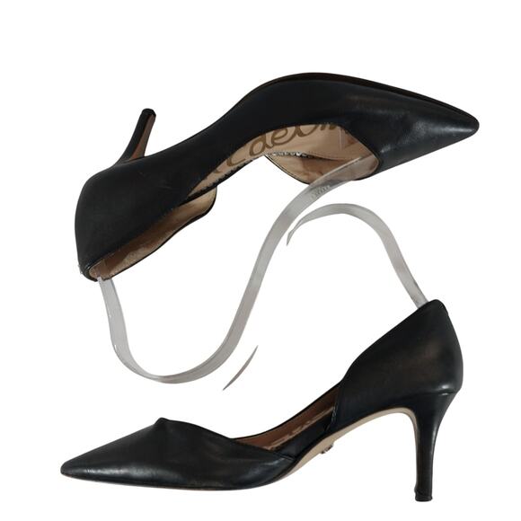 SAM EDELMAN! BLACK GENUINE LEATHER POINTY TOE CLASSIC CUTAWAY PUMPS! SZ 5.5M - Picture 5 of 8